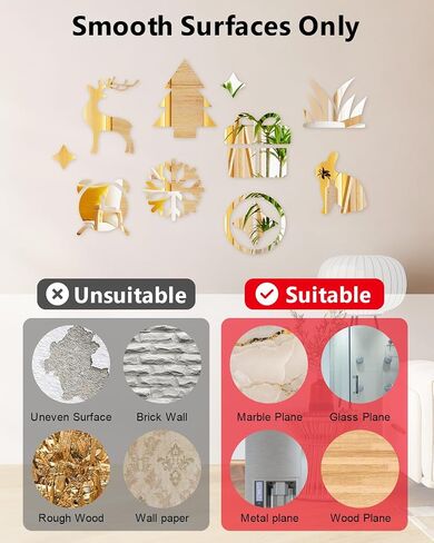 12 Pack Flexible Mirror Sheets 12x12 Inch Self Adhesive Non-Glass Mirror Tiles, Cuttable Shatterproof Acrylic Stickers, Safe Reflective Film for DIY Home Wall Decor Kitchen Bedroom in Saudi Arabia
