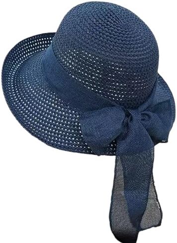 Women's Wide Brim Straw Sun Hat with Bow UV Protection Foldable Beach Hat&Bucket Hat for Summer Outdoor Travel in Saudi Arabia