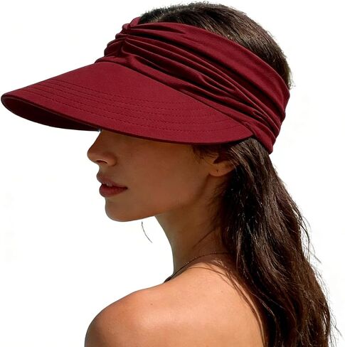 Sun Hat Women Sun Beach Visor Cap UV Protection Summer Wide Brim Hat for Sports Beach Golf Tennis Hiking in Saudi Arabia