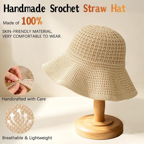 Sun Hats for Women Summer Straw Beach Hat UV Protection Floppy Wide Brim Travel Bucket Hat Foldable Packable in Saudi Arabia