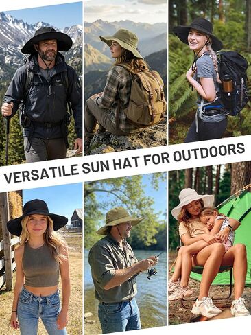 Womens Wide Brim Sun Hat Cotton Linen UPF 50+ Outdoor Travel Beach Hats Ponytail Packable Adjustable Bucket Hat in Saudi Arabia