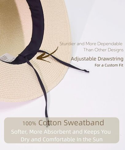 Packable Panama Hat for Men & Women - Breathable Unisex Fedora Style Sun Hat in 3 Size for Beach, Travel and Everyday in Kuwait