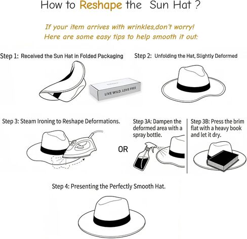 Packable Panama Hat for Men & Women - Breathable Unisex Fedora Style Sun Hat in 3 Size for Beach, Travel and Everyday in Kuwait