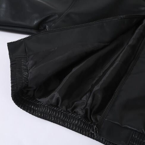 Boys Girls Leather Jacket Children's Collar Motorcycle PU Leather Coat Stylish Drop Shoulder Zip Up Black in Saudi Arabia