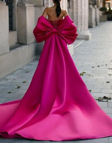 dideyttawl Women Satin Bow Cape for Prom Dress Detachable Sleeves Train for Wedding Dress Homecoming Dress Long Bridal Cape in Kuwait