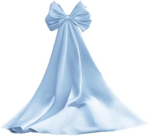 dideyttawl Women Satin Bow Cape for Prom Dress Detachable Sleeves Train for Wedding Dress Homecoming Dress Long Bridal Cape in Kuwait
