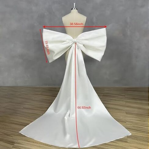 dideyttawl Women Satin Bow Cape for Prom Dress Detachable Sleeves Train for Wedding Dress Homecoming Dress Long Bridal Cape in Kuwait