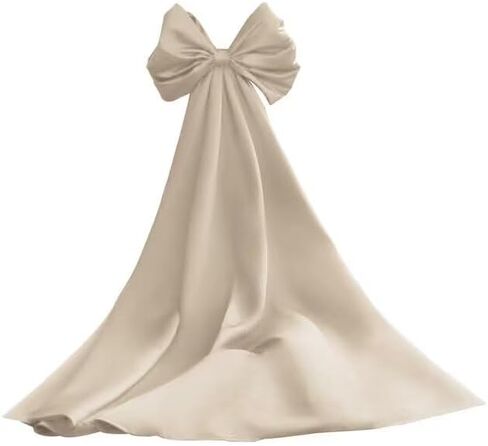 dideyttawl Women Satin Bow Cape for Prom Dress Detachable Sleeves Train for Wedding Dress Homecoming Dress Long Bridal Cape in Kuwait