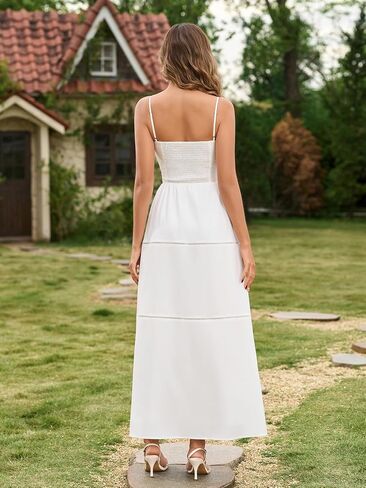 EYNMIN Floral Maxi Corset Dress Spaghetti Strap Flowy A Line Smocked Summer Wedding Guest Dresses for Women Long Sundress in Kuwait