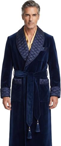 Smoking Jacket Green Long Velvet Gown For Men English Vintage Gentleman Belted Robes in Saudi Arabia
