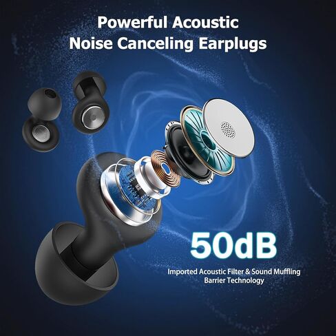 Ear Plugs for Sleeping, 50dB Noise Cancelling Ear Plugs for Noise Reduction, Reusable Silicone Sleeping Earplugs for Snoring, Concert, Shooting & Plane Travel with 8 Eartips Case in Kuwait