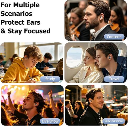Ear Plugs for Sleeping, 50dB Noise Cancelling Ear Plugs for Noise Reduction, Reusable Silicone Sleeping Earplugs for Snoring, Concert, Shooting & Plane Travel with 8 Eartips Case in Kuwait