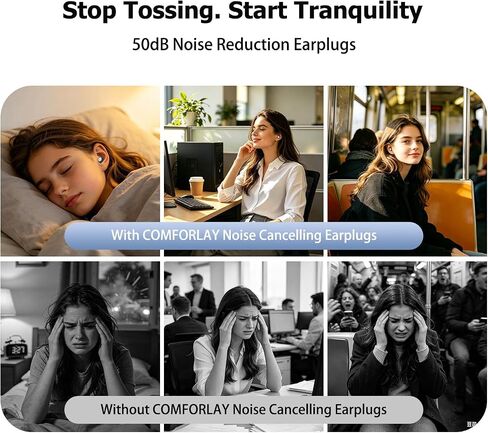 Ear Plugs for Sleeping, 50dB Noise Cancelling Ear Plugs for Noise Reduction, Reusable Silicone Sleeping Earplugs for Snoring, Concert, Shooting & Plane Travel with 8 Eartips Case in Kuwait