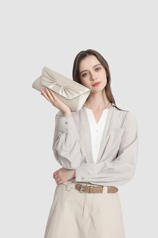 YUWITA Satin Clutch Purse for Women Evening Bag with Bow Elegant Dressy Party Holiday Purse in Saudi Arabia