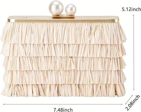 Straw Tassel Clutch Purse Vintage Straw Evening Bag Unique Boho Style Crossbody Handbag for Party Wedding Prom in Saudi Arabia