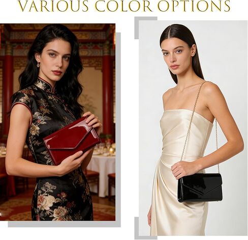 Leather Envelope Evening Bag for Women Patent PU Clutch Purse for Formal Wedding Party Cocktail Prom in Saudi Arabia