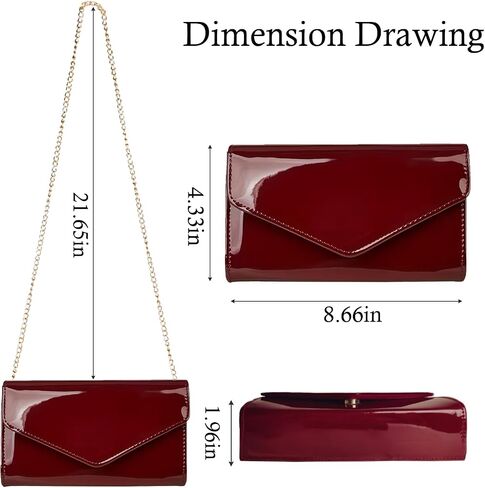 Leather Envelope Evening Bag for Women Patent PU Clutch Purse for Formal Wedding Party Cocktail Prom in Saudi Arabia