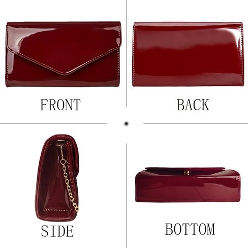 Leather Envelope Evening Bag for Women Patent PU Clutch Purse for Formal Wedding Party Cocktail Prom in Saudi Arabia