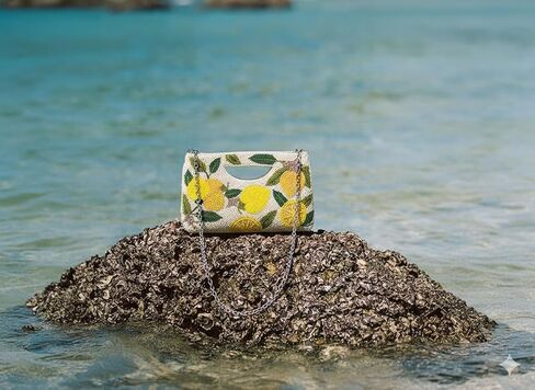 America & Beyond Make Lemonade Clutch – 11" X 6.5" X 2.5"- Lemon Yellow Hand-Beaded Evening Bag in Saudi Arabia