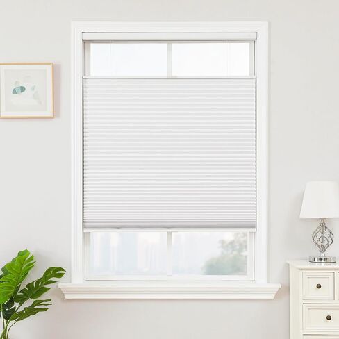 Joydeco Top Down Bottom Up Blackout Cellular Shades 2025 Version, 34 Inch Wide Dark Brown No Drill Blinds for Indoor Windows in Kuwait