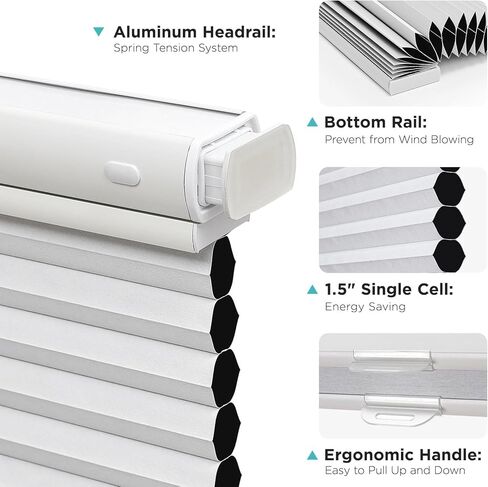Joydeco Top Down Bottom Up Blackout Cellular Shades 2025 Version, 34 Inch Wide Dark Brown No Drill Blinds for Indoor Windows in Kuwait