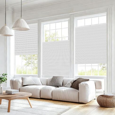 Shade&Beyond No Tools No Drill Blinds for Indoor Windows, Cordless Top Down Bottom Up Cellular Honeycomb Shade for Window, Blackout Thermal Insulation Noise Reduction, 22" W x 48" H, White in Saudi Arabia