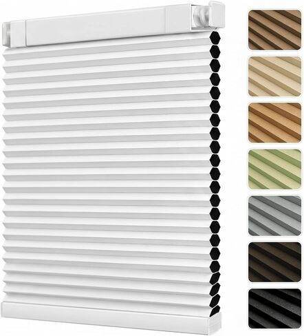 Shade&Beyond No Drill No Tools 22" W X 36" H Cellular Shades for Indoor Windows, Thermal Insulating & Noise Reducing Honeycomb Blinds, Cordless Free Stop Blinds Blackout, White(Custom Size) in Saudi Arabia