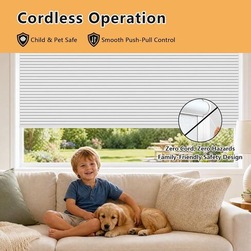 Shade&Beyond No Drill No Tools 22" W X 36" H Cellular Shades for Indoor Windows, Thermal Insulating & Noise Reducing Honeycomb Blinds, Cordless Free Stop Blinds Blackout, White(Custom Size) in Saudi Arabia