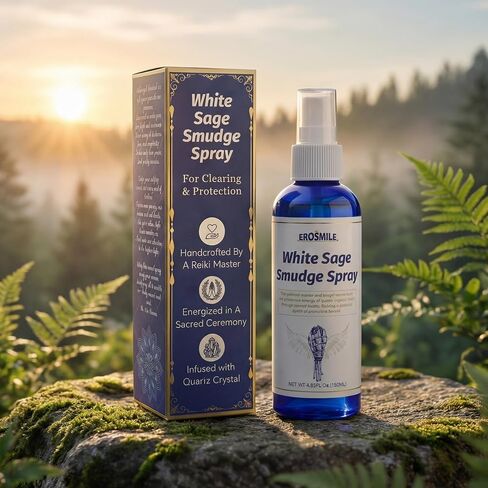 White Sage Smudge Spray for Energy Cleansing, Aura Protection & Home Reset, Smokeless Sage Mist for Meditation, Relaxation & Space Clearing - 4.05 Oz in Saudi Arabia