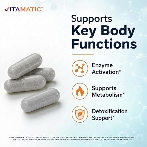 Vitamatic Chelated Molybdenum 500 mcg (as Molybdenum Glycinate Chelate) – 200 Vegetable Capsules – Trace Mineral Supplement – High Absorption – Non-GMO, Gluten Free – Made in USA in Saudi Arabia