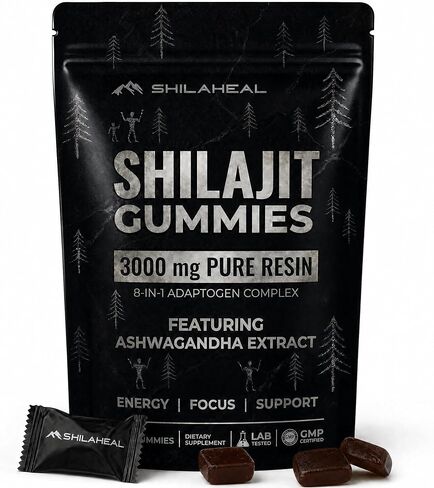 Shilajit Natural Himalayan Shilajit Gummies for Men & Women, High Fulvic Acid, Energy & Stamina, Immune Support, 85+ Trace Minerals, Lab Tested 100% Organic Berry, 60 Gummies in Saudi Arabia
