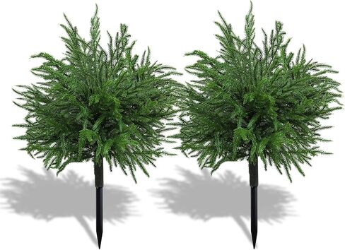 Bdor 25" Artificial Lavender Topiary Ball Trees with Ground Stake, Faux Potted Plants Purple Lavender Set of 2, Outdoor Fake Flower Bushes, UV Resistant for Home Lawn and Front Porch Garden Decor in Saudi Arabia