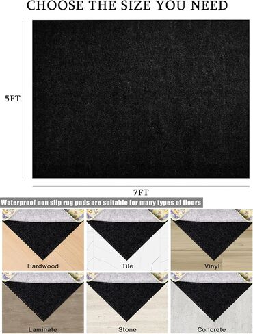 5ft x 7ft Non-Slip Rug Pads,Waterproof Extra Large Area Rugs Non Skid Rug Pad for All Floors and Finishes Durable Hardwood Floor Protective Felt Keeps Rugs in Place, Safe and Secure in Kuwait
