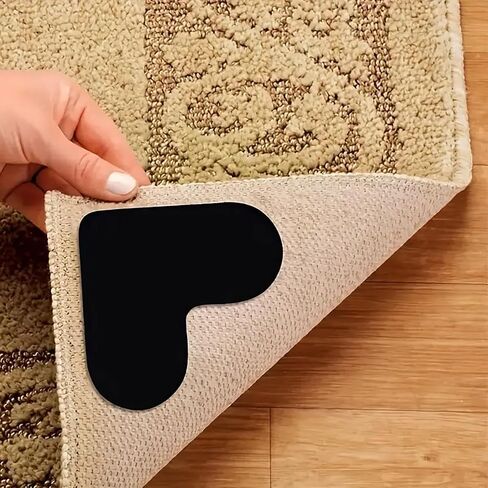 4PCS Carpet Grippers for Area Rugs Anti-Slip Rug Corner Stickers for Hardwood Floors Tile Laminate Prevent Curling Movement in Kuwait
