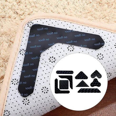 4PCS Carpet Grippers for Area Rugs Anti-Slip Rug Corner Stickers for Hardwood Floors Tile Laminate Prevent Curling Movement in Kuwait