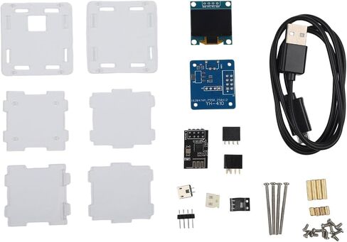 DIY Weather Clock Kit for ESP8266 with for oled Display, USB Timing Module, Transparent for acrylic Case, for temperature Humidity Monitor, Blue, 1.61x1.54x1.69 Inch in Kuwait