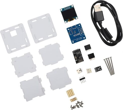DIY Weather Clock Kit for ESP8266 with for oled Display, USB Timing Module, Transparent for acrylic Case, for temperature Humidity Monitor, Blue, 1.61x1.54x1.69 Inch in Kuwait