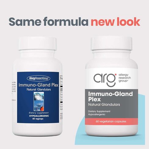 Allergy Research Group ARG Immuno-Gland Plex - Multi-Organ Glandular Blend - Immune Health & Vitality Support - Freeze-Dried Vegetarian Capsules - Hypoallergenic Formula - 60 Servings - 60 Capsules in Kuwait