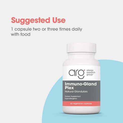 Allergy Research Group ARG Immuno-Gland Plex - Multi-Organ Glandular Blend - Immune Health & Vitality Support - Freeze-Dried Vegetarian Capsules - Hypoallergenic Formula - 60 Servings - 60 Capsules in Kuwait