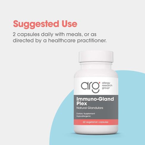 Allergy Research Group ARG Immuno-Gland Plex - Multi-Organ Glandular Blend - Immune Health & Vitality Support - Freeze-Dried Vegetarian Capsules - Hypoallergenic Formula - 60 Servings - 60 Capsules in Kuwait
