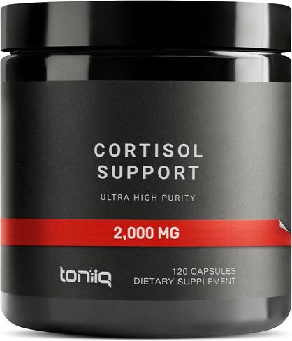 Cortisol Supplement for Women and Men — Calm, Balanced-Strength 5-in-1 Non-Drowsy, Third-Party Tested with Magnesium Glycinate, Ashwagandha, L-Theanine, Phosphatidylserine, Rhodiola — 120 Capsules in Kuwait