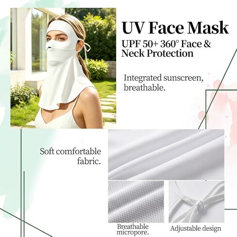 2 Pcs Sun Protection Face Mask, UPF 50+ Uv Protection Cover for Women, Neck Gaiter Scarf Breathable Cooling Uv Face Shield from Sun in Saudi Arabia