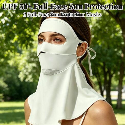 2 Pcs Sun Protection Face Mask, UPF 50+ Uv Protection Cover for Women, Neck Gaiter Scarf Breathable Cooling Uv Face Shield from Sun in Saudi Arabia