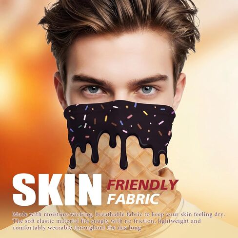 Cuffbow 9 Pcs Ice Cream Neck Gaiter Cooling Neck Gaiter Face Mask Summer UV Protection Cover Windproof Bandana for Men Women in Kuwait