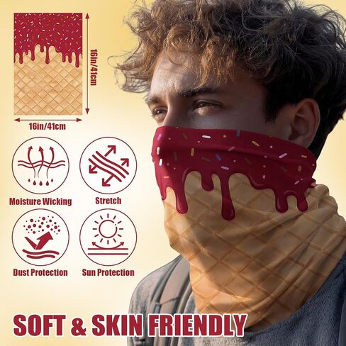 Cuffbow 9 Pcs Ice Cream Neck Gaiter Cooling Neck Gaiter Face Mask Summer UV Protection Cover Windproof Bandana for Men Women in Kuwait