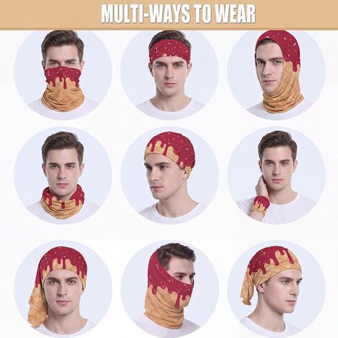 Cuffbow 9 Pcs Ice Cream Neck Gaiter Cooling Neck Gaiter Face Mask Summer UV Protection Cover Windproof Bandana for Men Women in Kuwait
