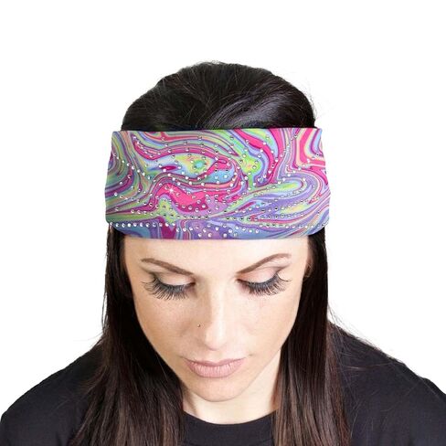 Hot Leathers | Bling Designed Wide Headbands-Headwraps for Women Biker Bandana with Rose Skull - RWC2038-Multi-Color-OSFM in Kuwait