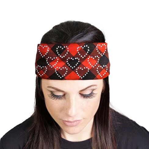 Hot Leathers | Bling Designed Wide Headbands-Headwraps for Women Biker Bandana with Rose Skull - RWC2038-Multi-Color-OSFM in Kuwait