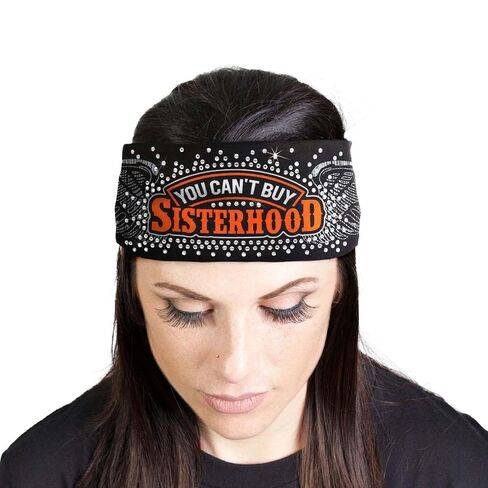 Hot Leathers | Bling Designed Wide Headbands-Headwraps for Women Biker Bandana with Rose Skull - RWC2038-Multi-Color-OSFM in Kuwait