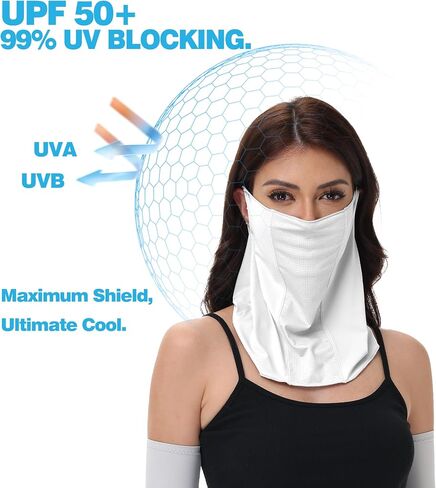Full Face Cover UPF50+ Sun Protection,Ice Silk Cooling Face Mask UV Neck Gaiter Gradient Color Scarf Breathable Bandana in Saudi Arabia